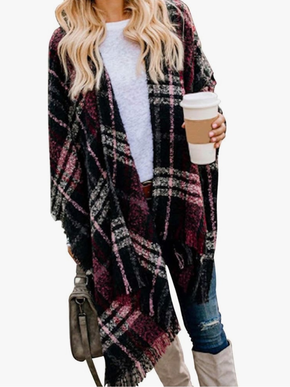 Plaid Poncho Shawl